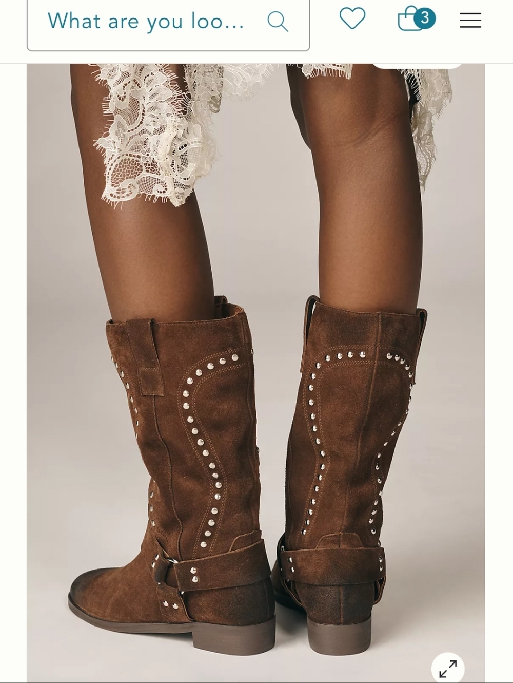 Anthropologie Brown Suede Studded Combat Boots
